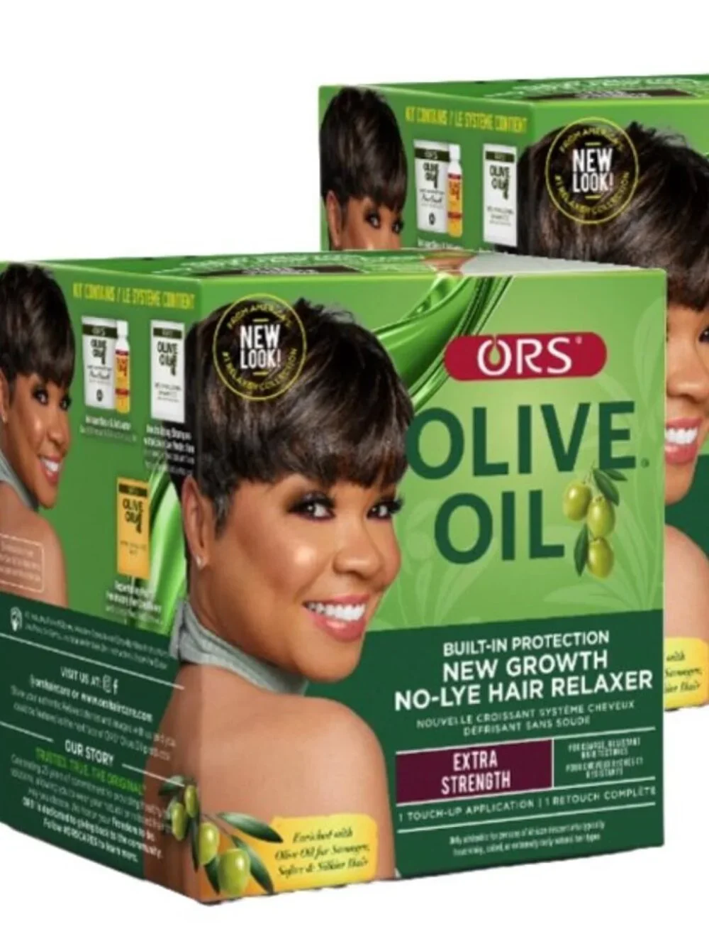 2 Pk ORS Olive Oil Build-In Protection New Growth No-Lye Relaxer, Extra Strength